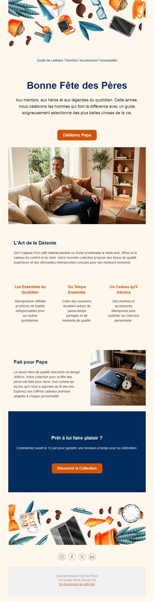 Email cadeaux fête des pères pour boutiques