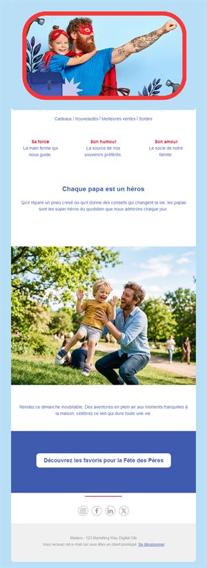 Email fête des pères avec papa super-héros