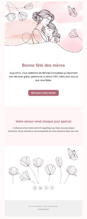 Email de fête des mères en dessin au trait