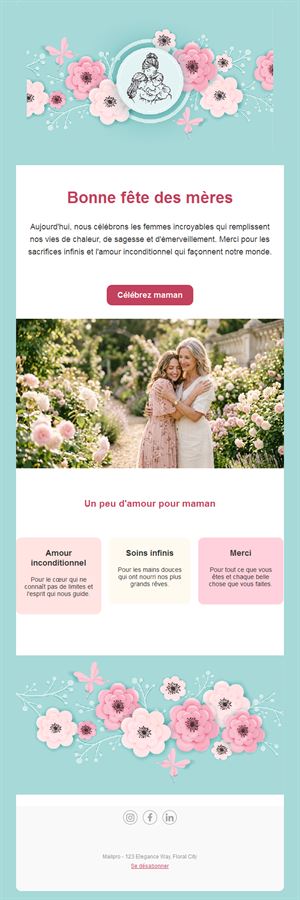 Email turquoise de fête des mères