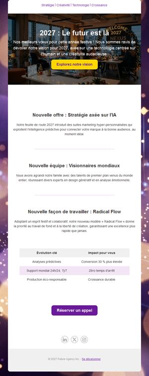 Email du Nouvel An 2027 pour agences et B2B