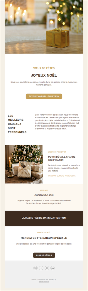 Email de vœux de Noël doré