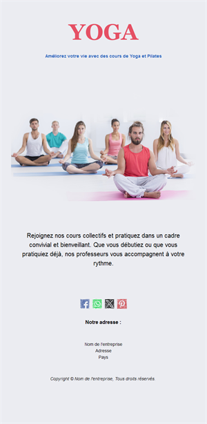 Email de cours de yoga collectif