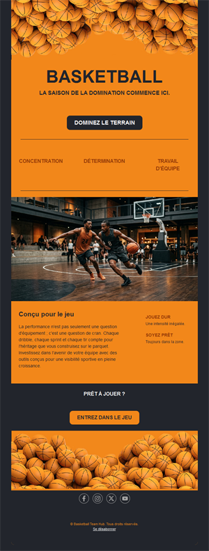 Email de lancement de saison de basket