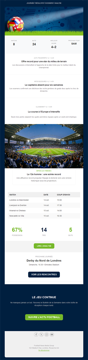 Newsletter actus et transferts football