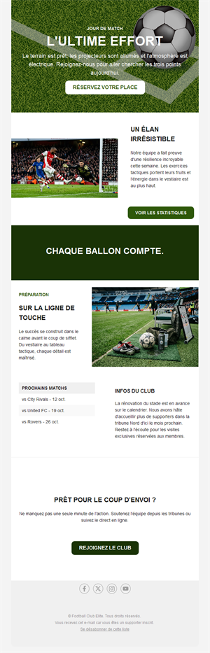 Email jour de match avec billetterie