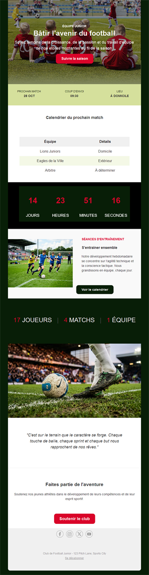 Newsletter de club de football jeunes
