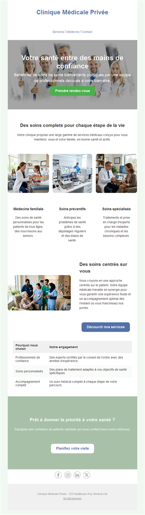 Email de clinique de médecine familiale