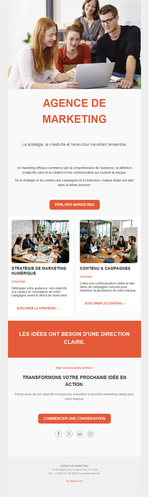 Email de services d'agence marketing