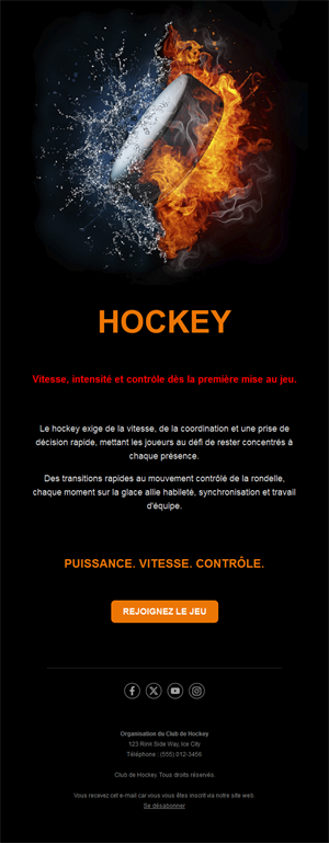 Email hockey feu et glace