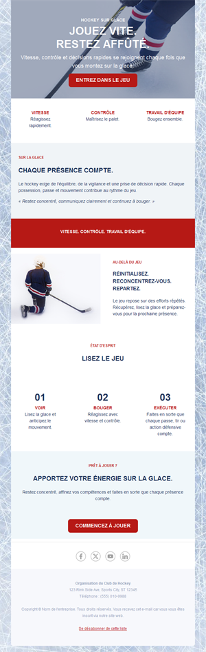 Newsletter de club de hockey sur glace