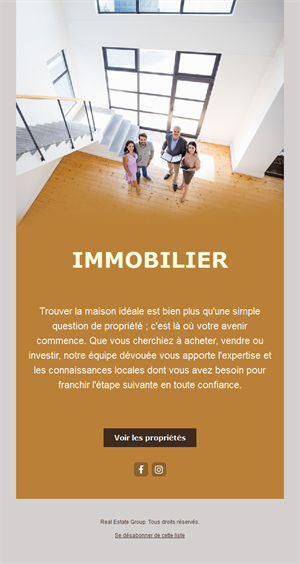 Email ocre d'agence immobilière