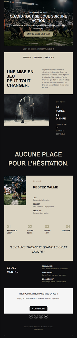 Email d'avant-match pour un grand rendez-vous