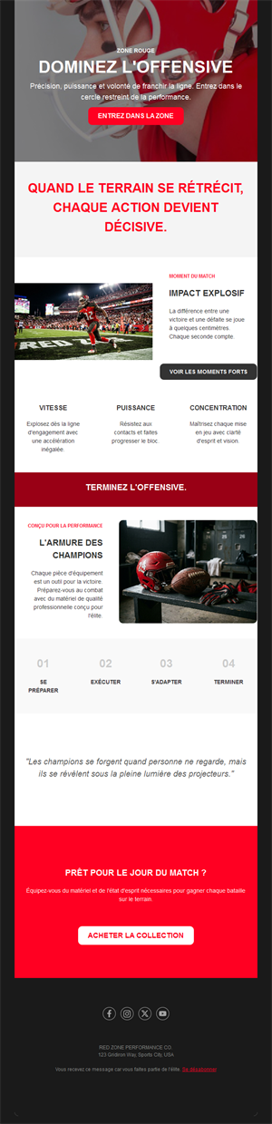 Email foot US : temps forts et équipement