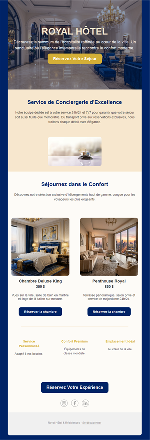 Email de grand hôtel avec conciergerie