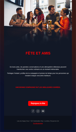 Modèle d'email soirée bar entre amis