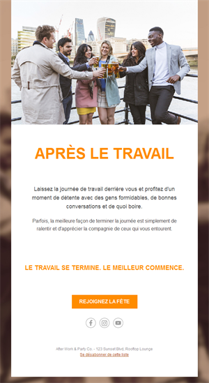 Modèle d'email afterwork en rooftop