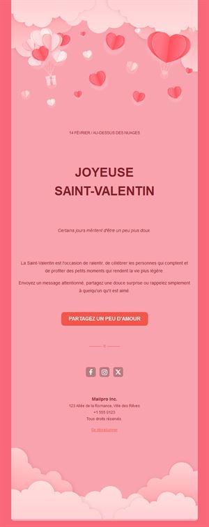 Email Saint-Valentin avec nuages roses