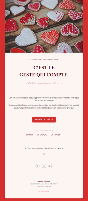 Email Saint-Valentin biscuits en cœur