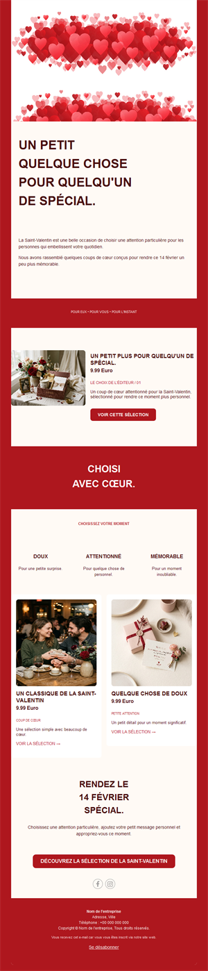 Email sélection cadeaux de Saint-Valentin