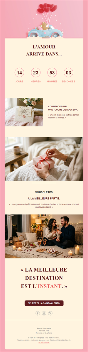 Newsletter Saint-Valentin avec compte à rebours