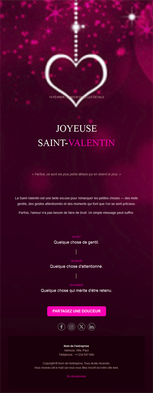 Email magenta de Saint-Valentin