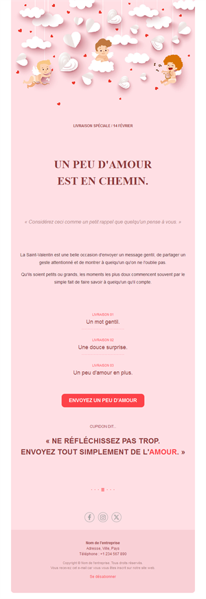 Email Saint-Valentin avec cupidons