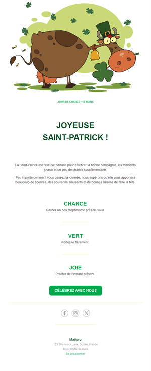 Email ludique de la Saint-Patrick