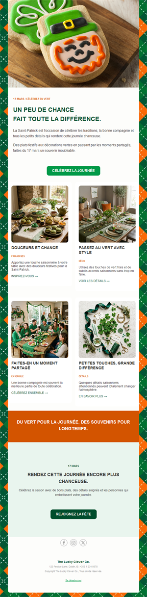 Newsletter d'idées de fête de la Saint-Patrick
