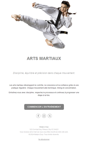 Email blanc de dojo de karaté