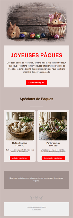 Email rustique d'offres de Pâques