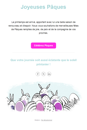 Email minimaliste de vœux de Pâques