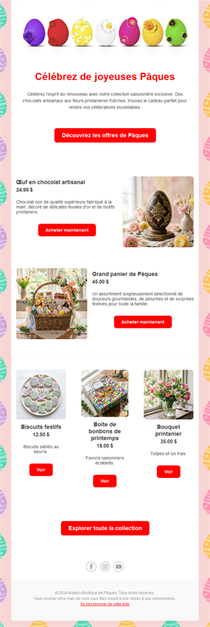 Email d'offres de Pâques colorées