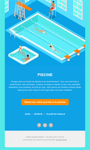 Email de réservation de piscine