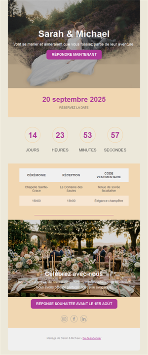 Email save the date de mariage