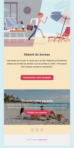 Email d'absence pour vacances d'été