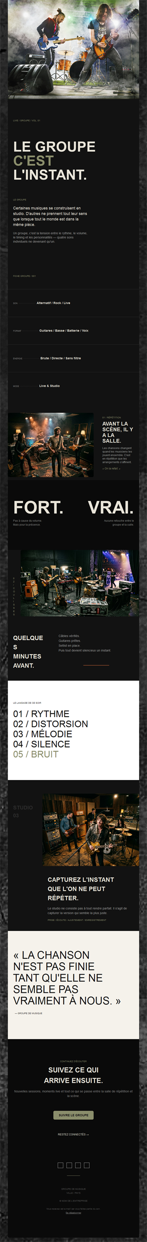 Newsletter de groupe de rock